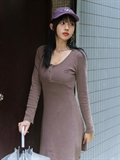  Wash Effect Ribbed Dress