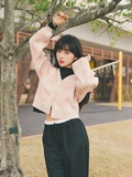 Puffy Sleeves Check Cardigan 