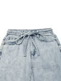  Washed Maxi Denim Skirt