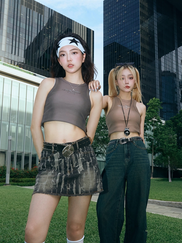 Spray Print Rib Vest