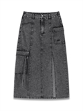  Denim Pockets Long Skirt