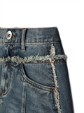  Fringed Edge Denim Skirt