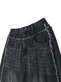  Fringed Edge Denim Skirt