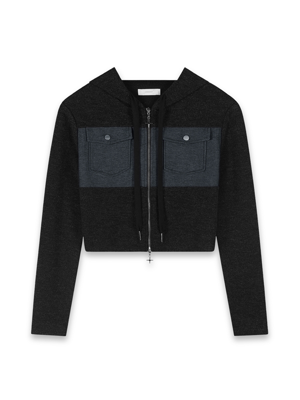 Denim Jersey Hooded Outer