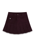  Corduroy Pockets Pleated Skirt