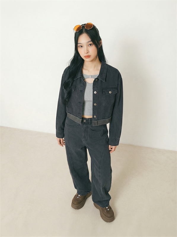 Checked Hem Shirt Jacket