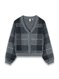  Tartan Pattern Furry Knit Cardigan