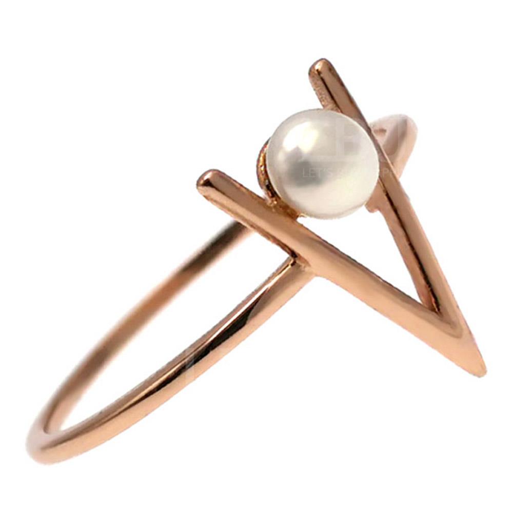 V-Rose Gold plated 925 silver with Cultured fresh water pearl ring