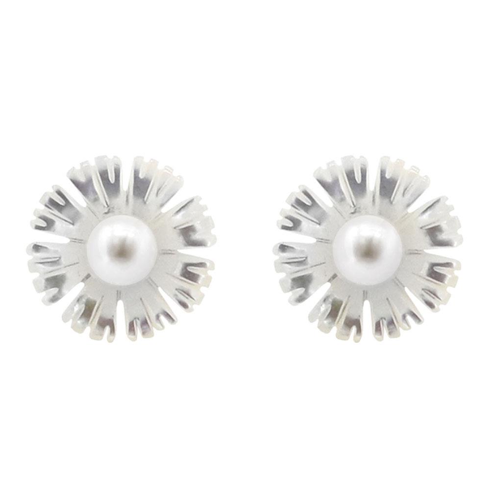 Chamomile-  MOP & Cultured fresh water pearl with 925 silver Earring