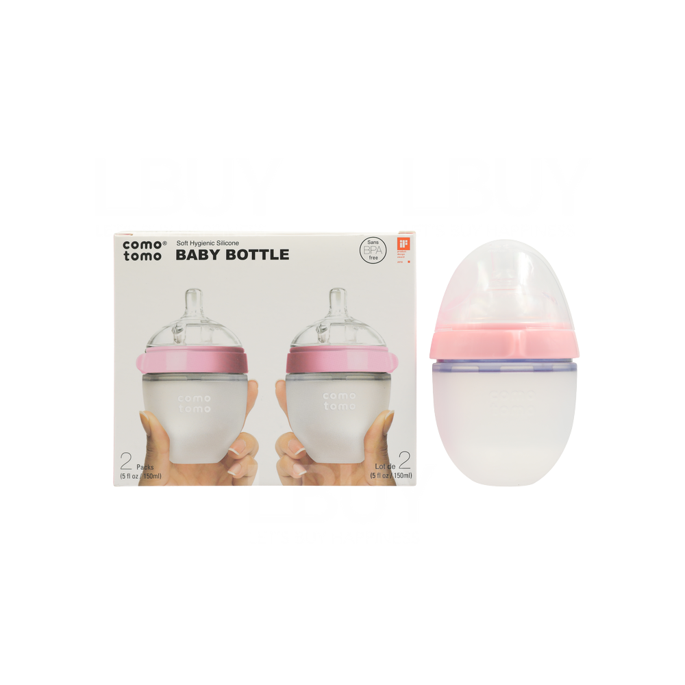COMOTOMO 宽口硅胶奶瓶(粉色) 150MLx2个