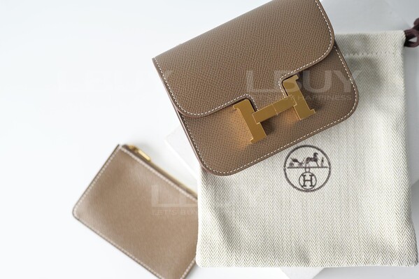 Hermès-Hermes Constance Slim Wallet Etoupe ghw