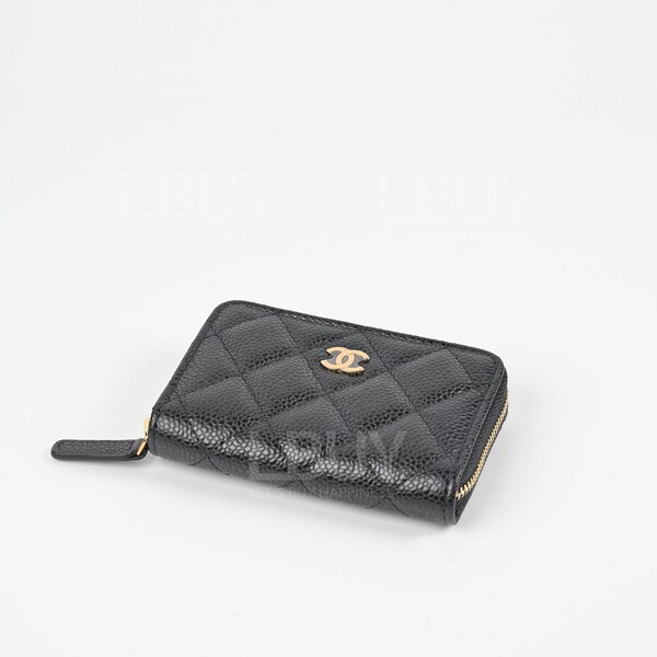 Chanel-Chanel Classic Zip Around Coin Purse Card Holder Gold CC