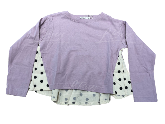 紫色波點Long Sleeves Tee T-Shirt