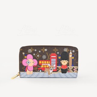 LV Mascot Vivienne London Travel Pattern Long Zipped Wallet