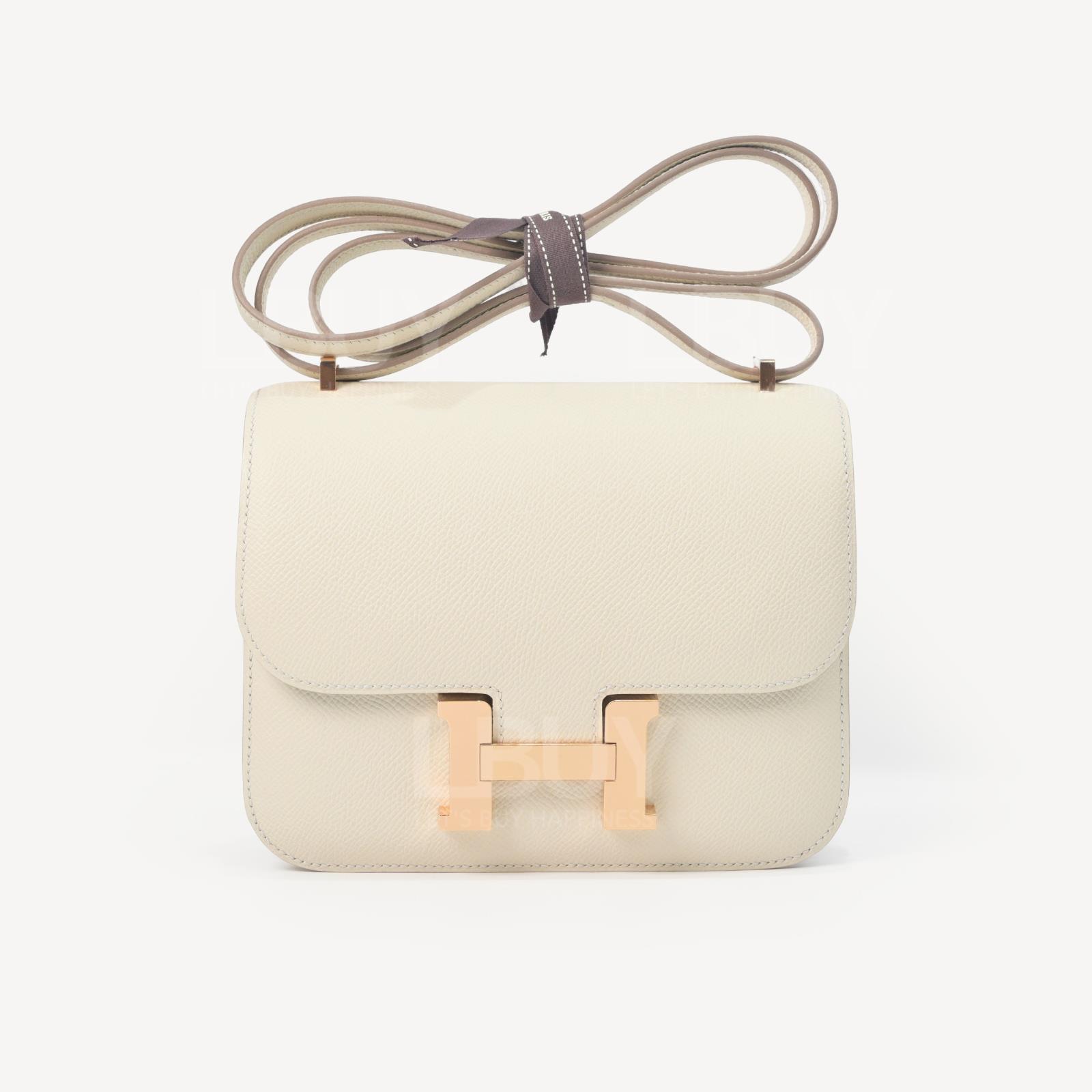 Hermes Mini Constance 19 奶昔白 玫瑰金扣 馬蹄印