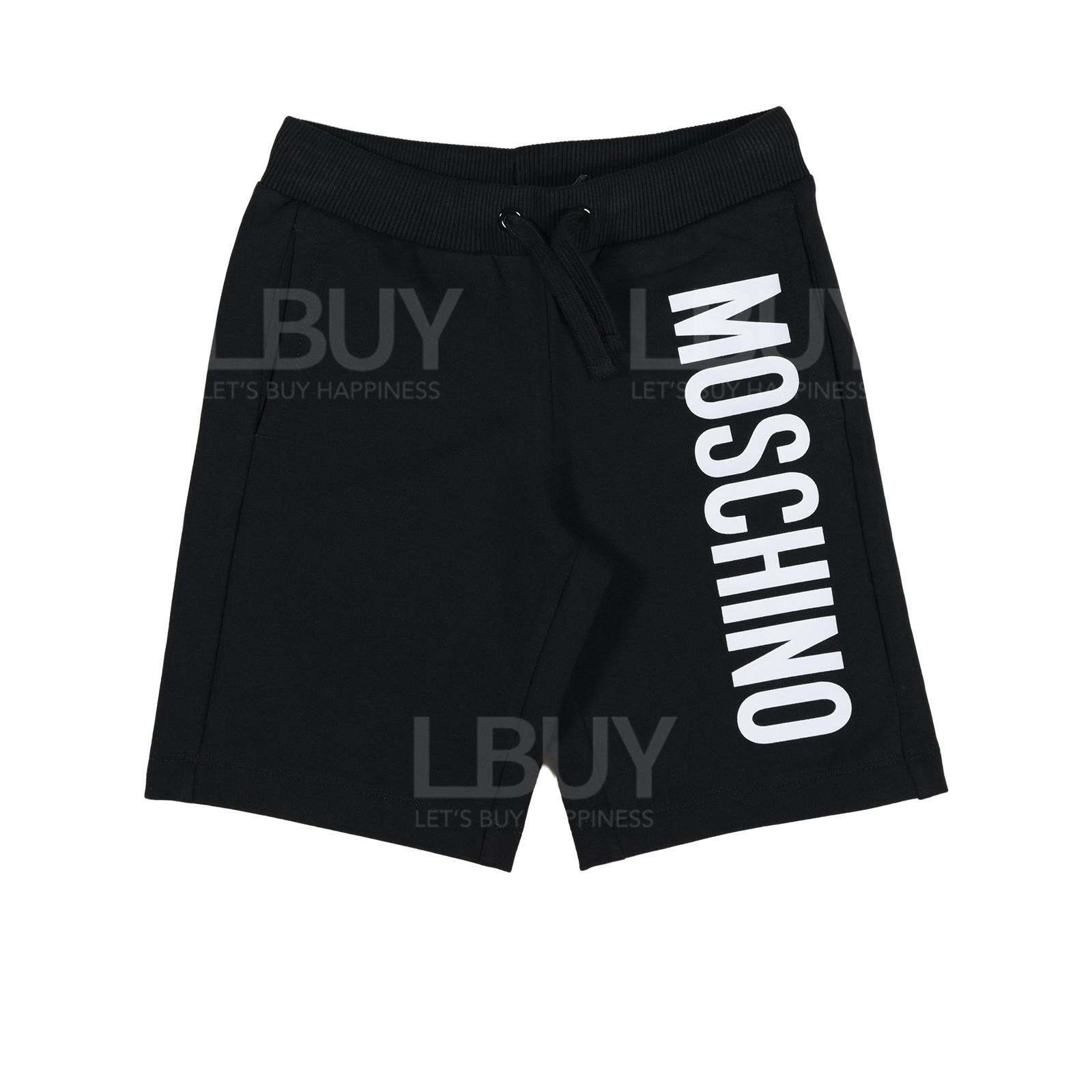Moschino Kids White Logo Shorts Black