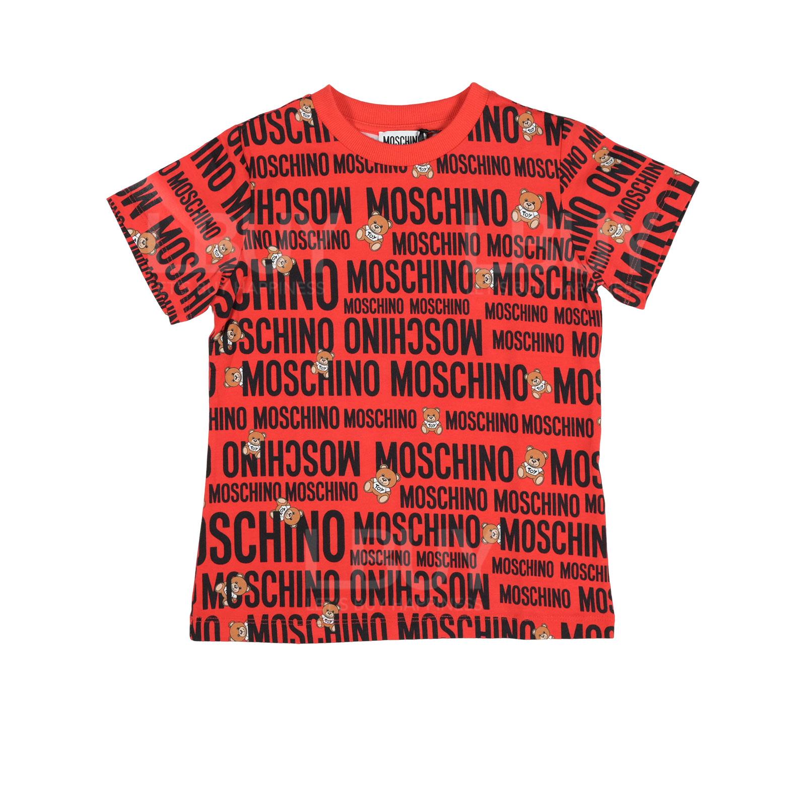 Moschino Kids 泰迪熊 Logo 短袖T恤 红色
