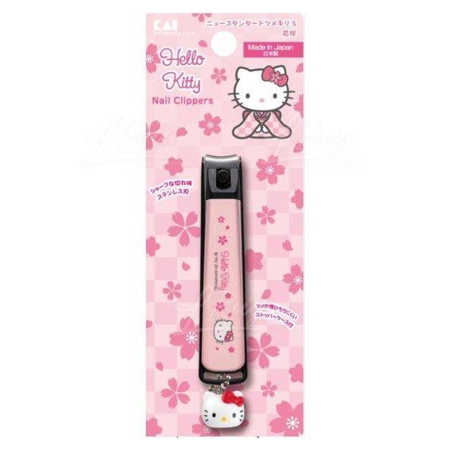 Hello Kitty日本製指甲鉗附吊飾 粉黑櫻花