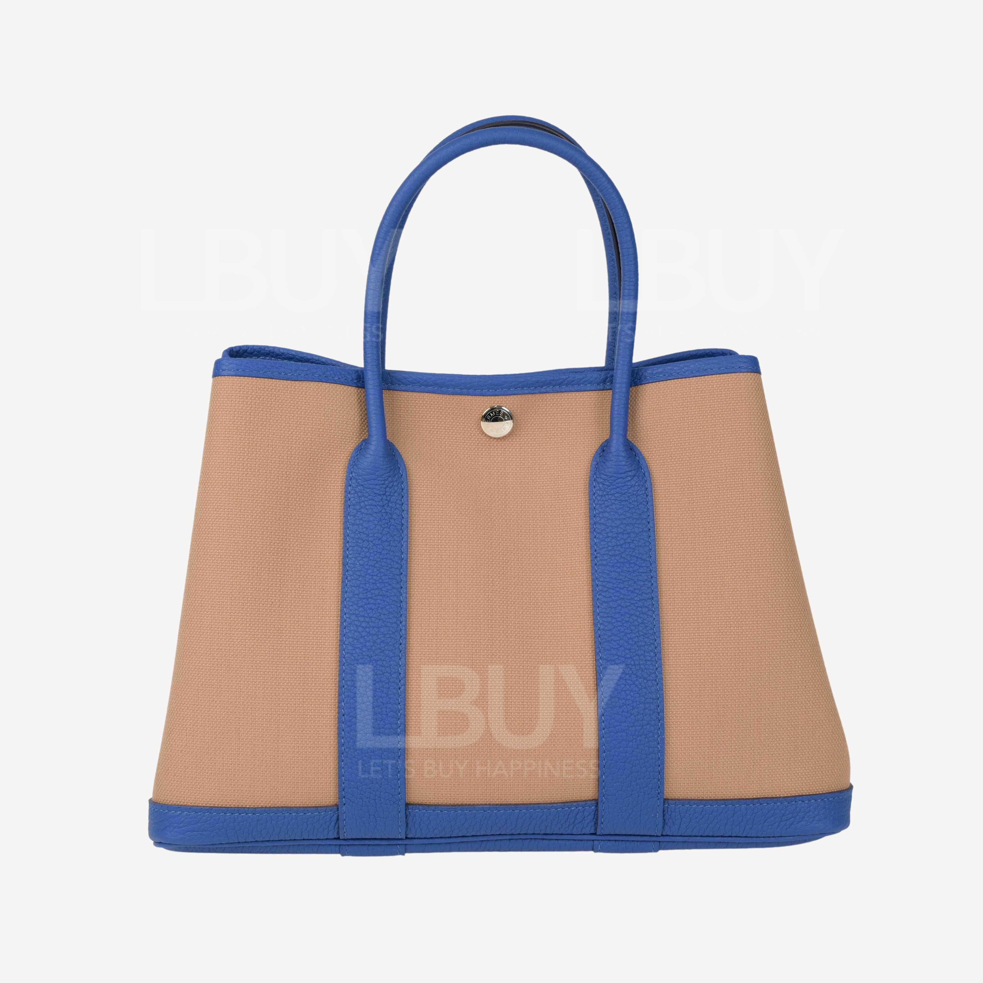 Hermes Garden Party 30 Bag Chai Bleu France Canvas