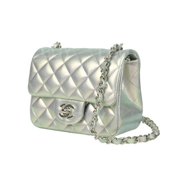 Chanel-Chanel Classic Flap Bag Silver 17cm A35200