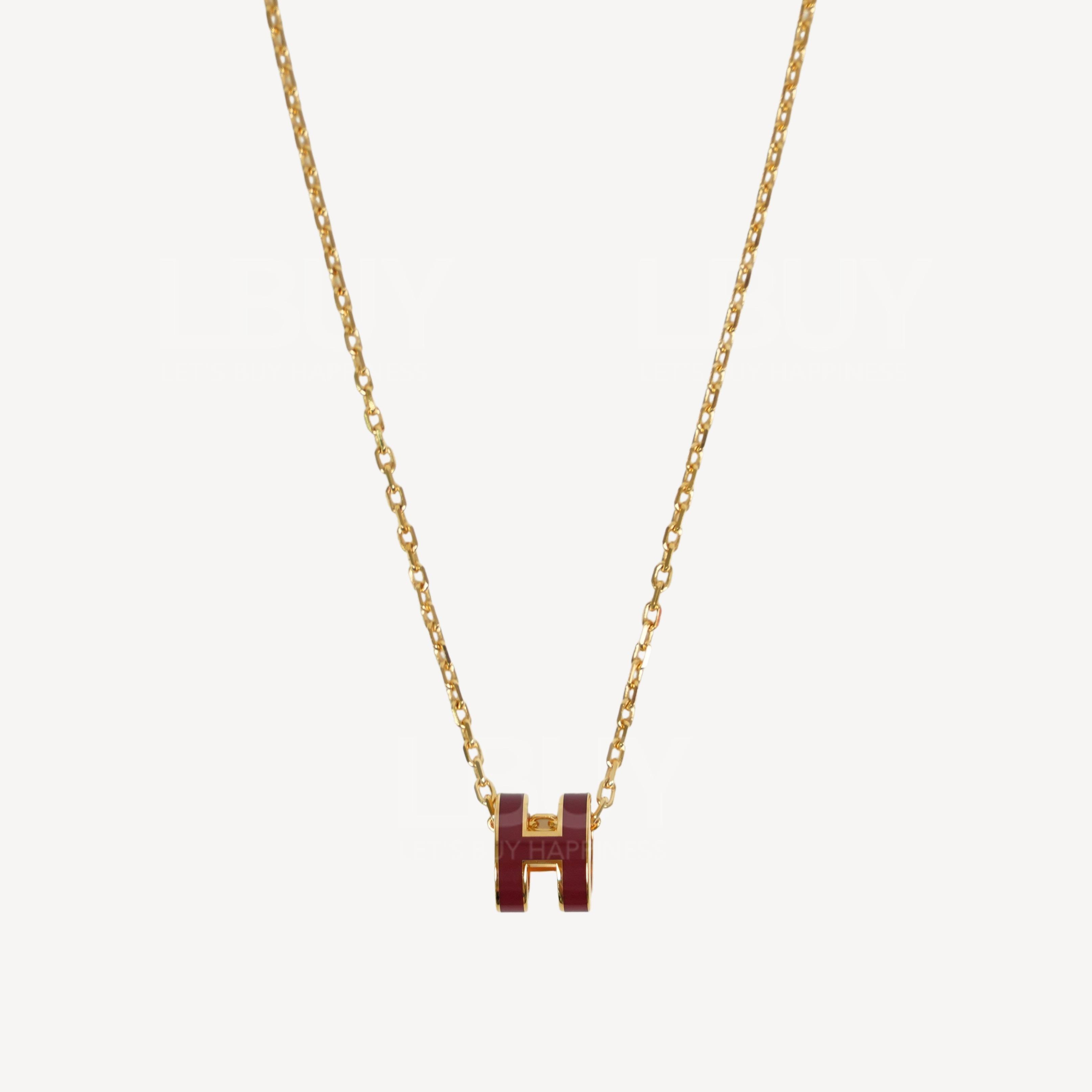Hermes Mini Pop H Necklace Rouge Rubis ghw