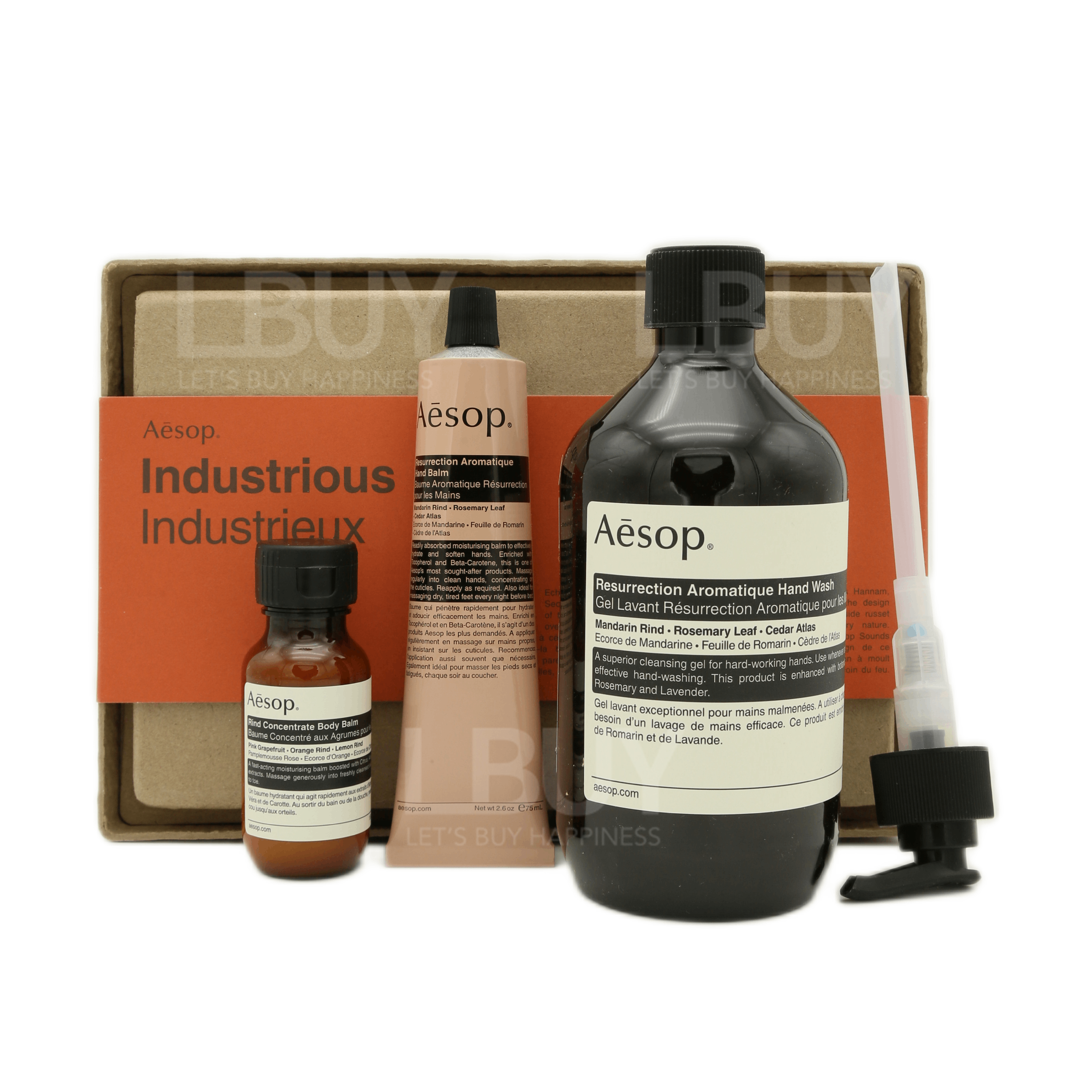 Aesop Body Industrious (Gift Kit 22) Hand Wash 500 ml,  Hand Balm 75 ml, Hand Wash 50ml
