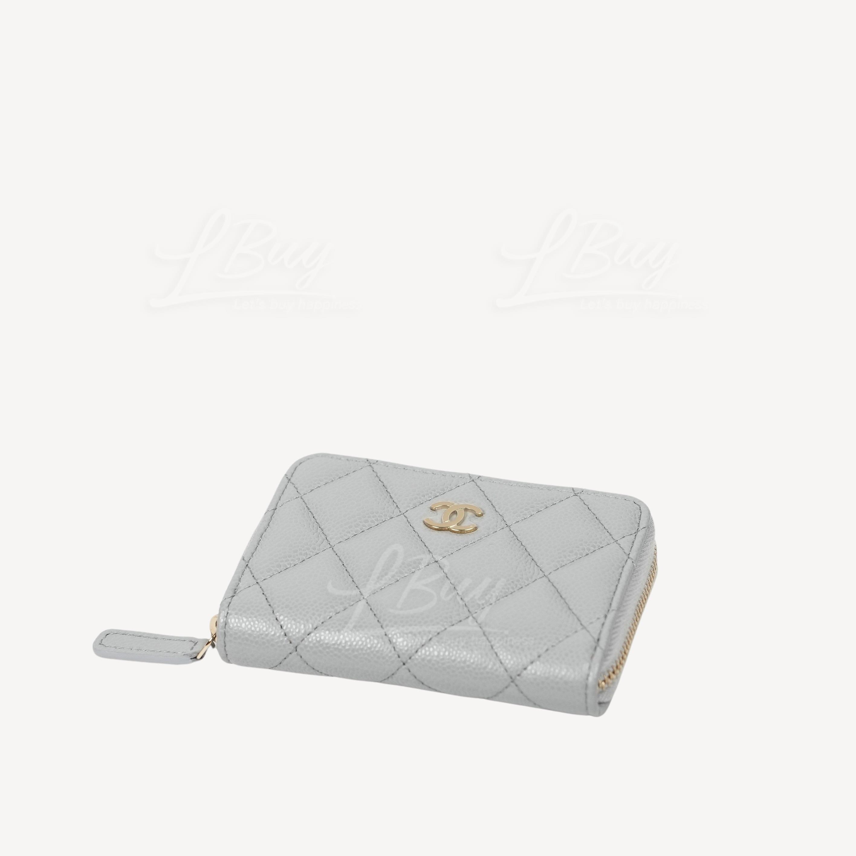Chanel-Chanel Classic Zip Around Coin Purse Card Holder Grey