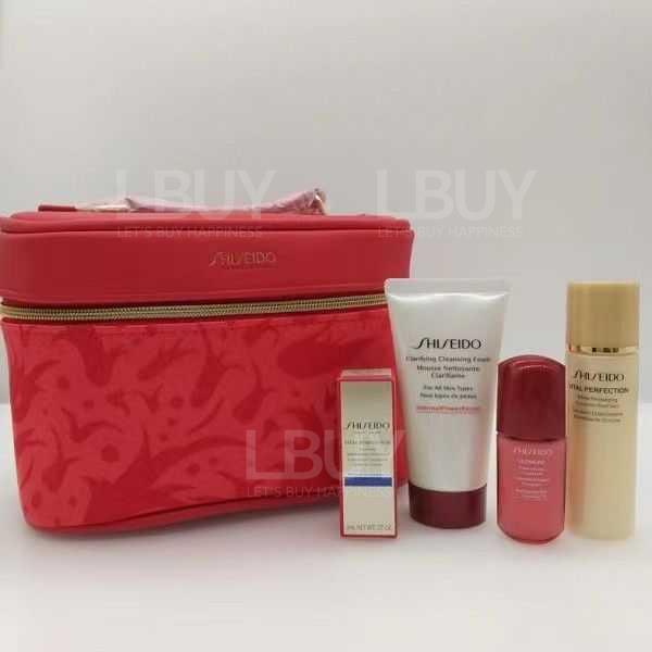 SHISEIDO Travel 4pcs Set With Red Makeup Pouch