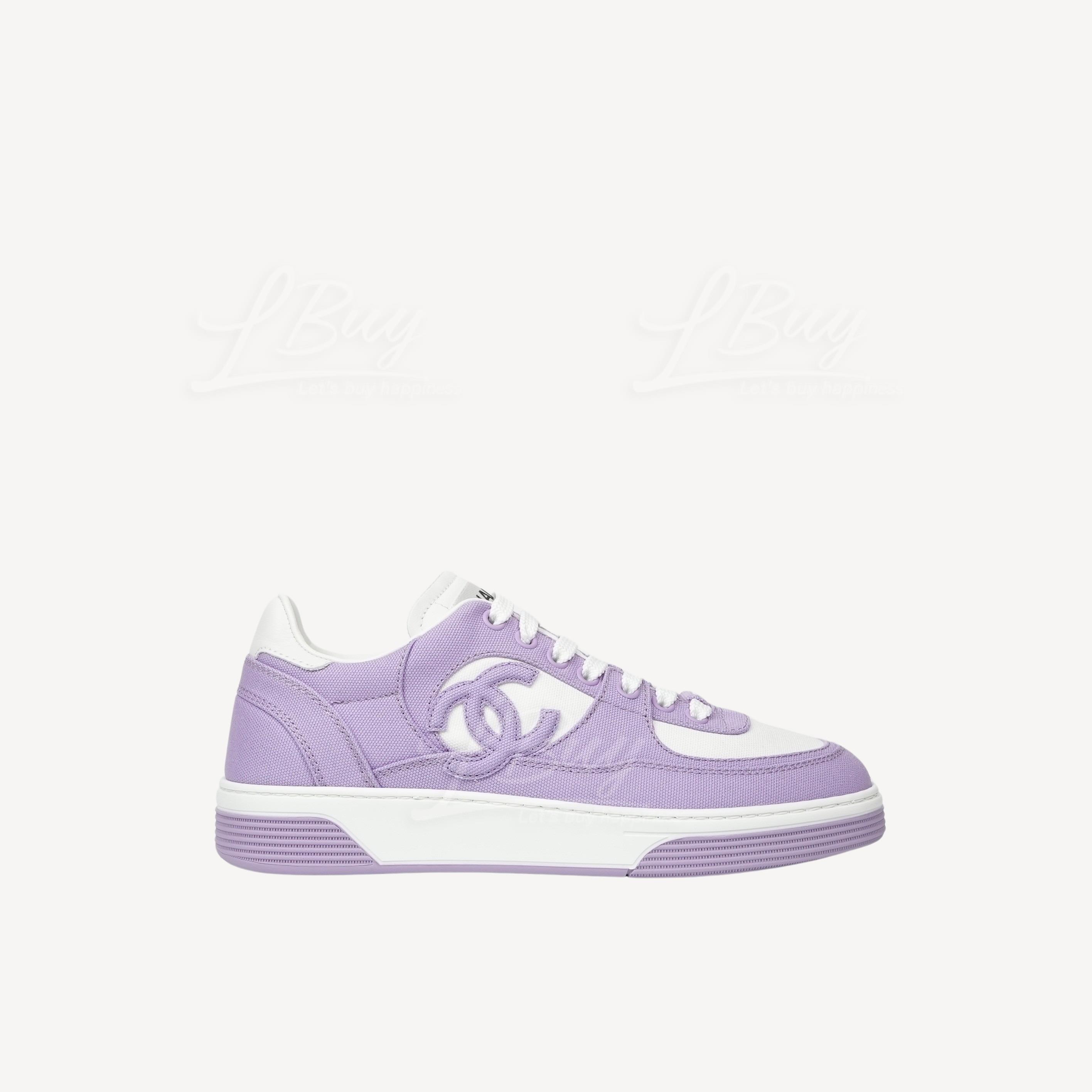Chanel-Chanel CC Logo Purple Canvas Sneakers G45352