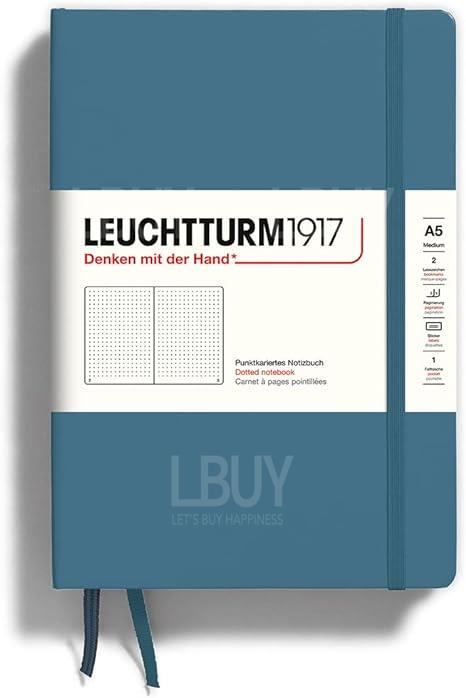 LEUCHTTURM1917  A5 Medium Hardcover Dotted Notebook - Stone Blue