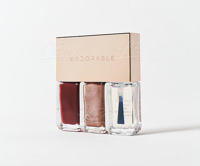 Adorable No.29 Yeonji-Gonji Water Based Vegan Peel Off Type Gel Nails Polish (2 colour + 1 Top Coat set)