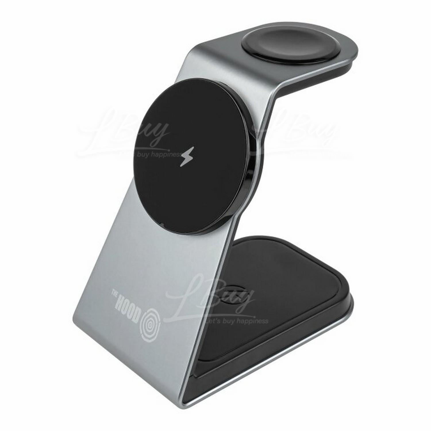 The Hood 3合1多功能磁吸無線快充充電座15W 磁吸無線充電器 灰色