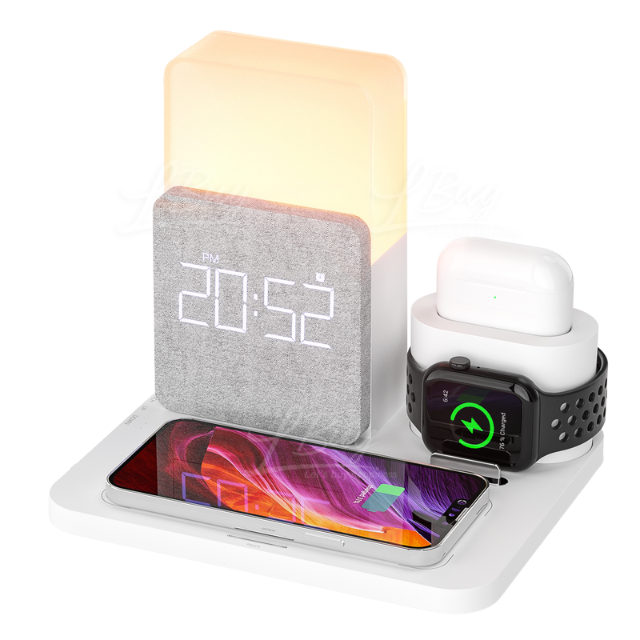 HUB  多功能 無線充電小夜燈 白