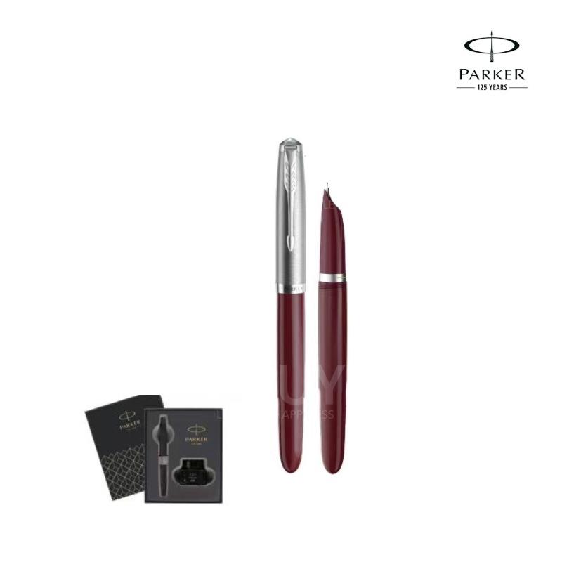 PARKER 51 Red Sliver fountain pen X 30ml ink gift set