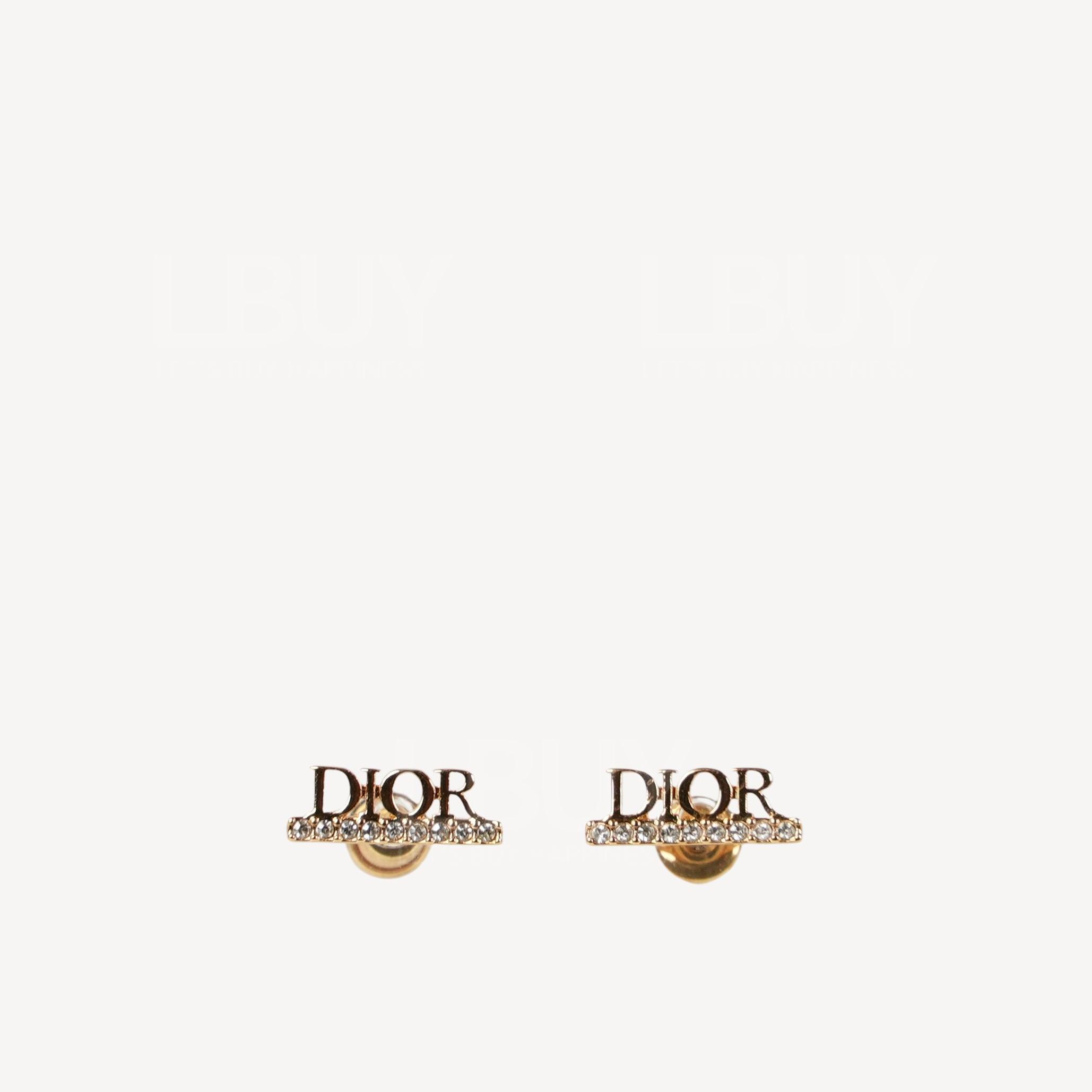 Dior Logo水钻金色耳环 耳钉 E1456