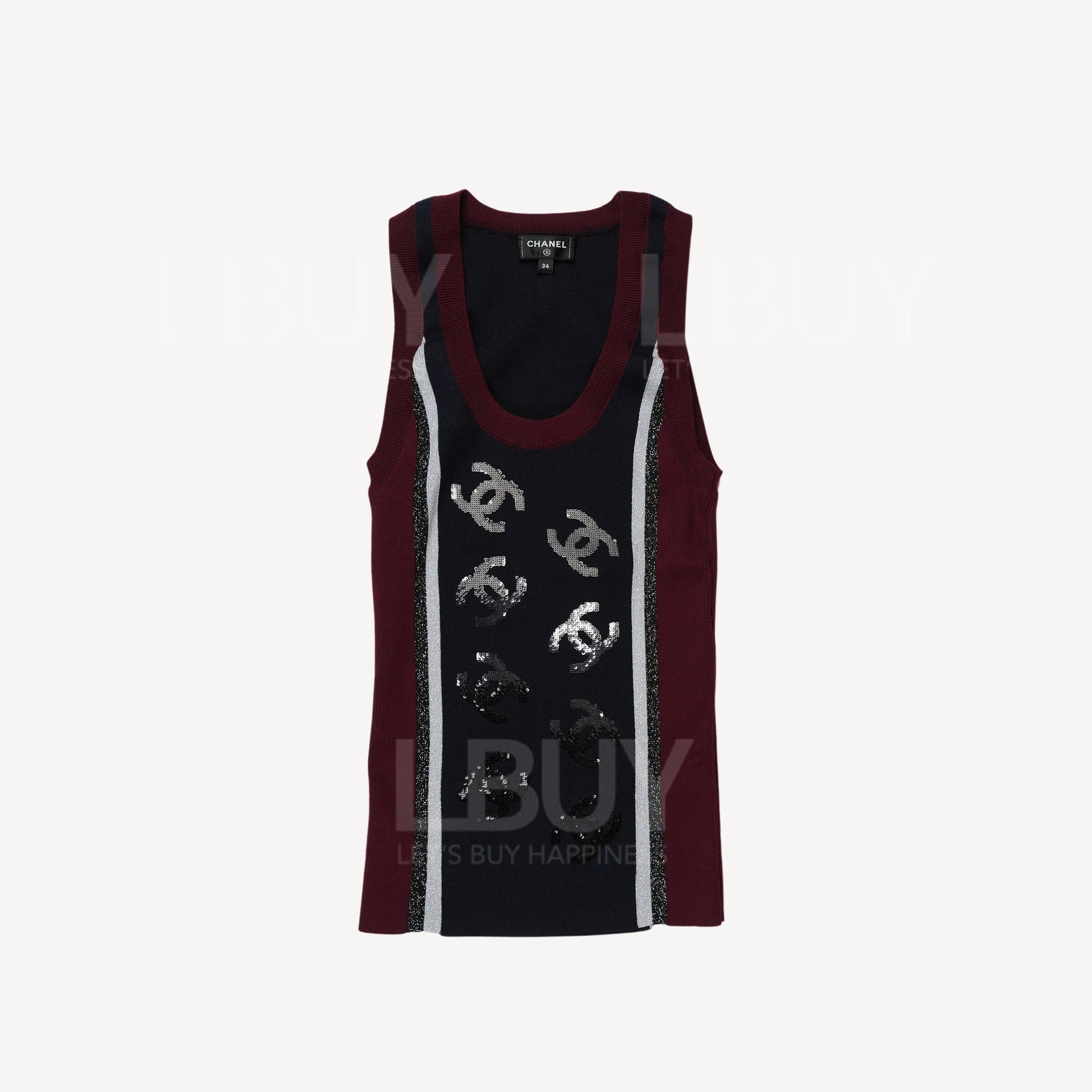 Chanel CC Logo 蓝色酒红色上衣背心 P75627