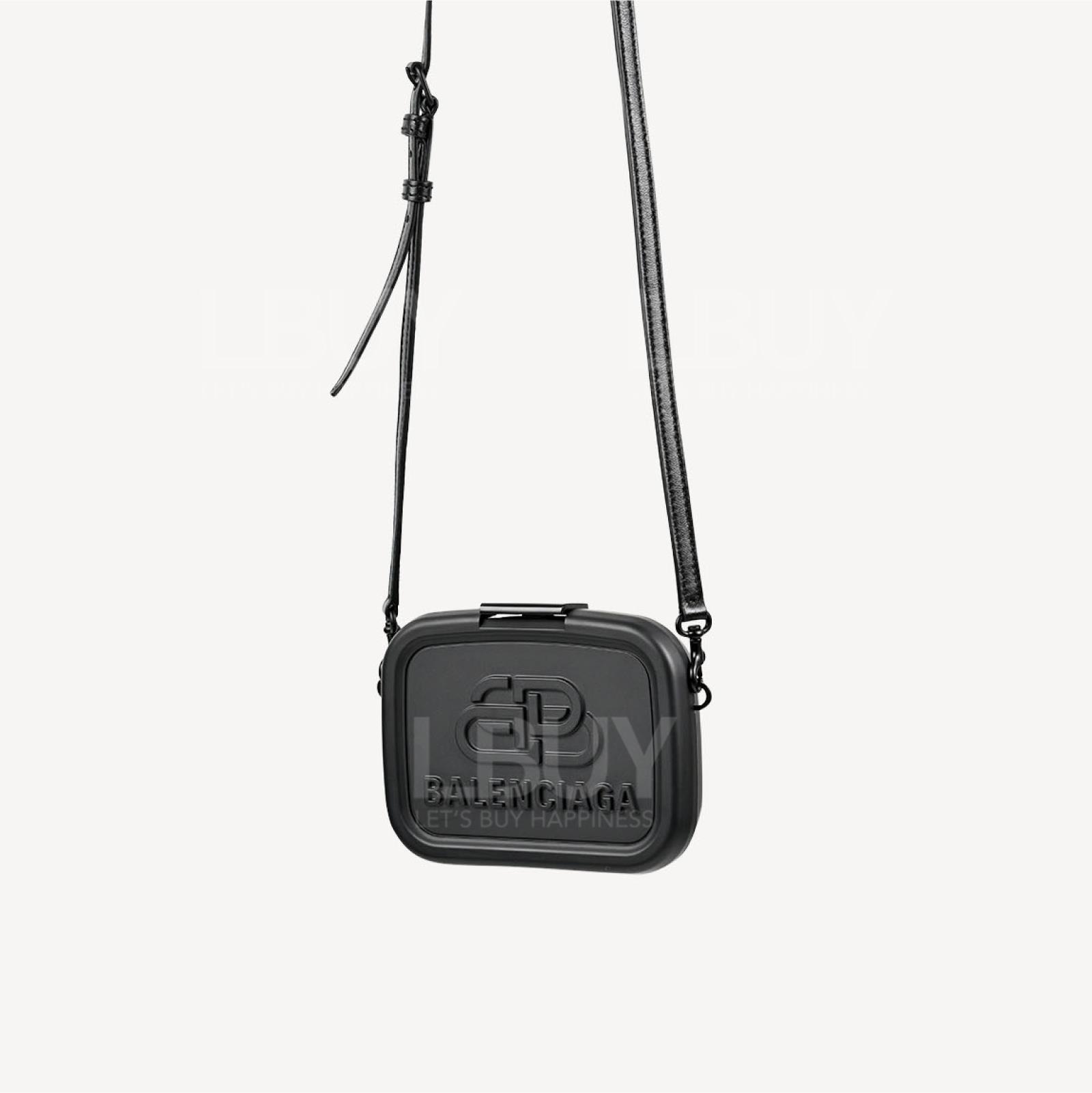 Balenciaga-Balenciaga Black Lunch Box Mini Case with Leather Strap