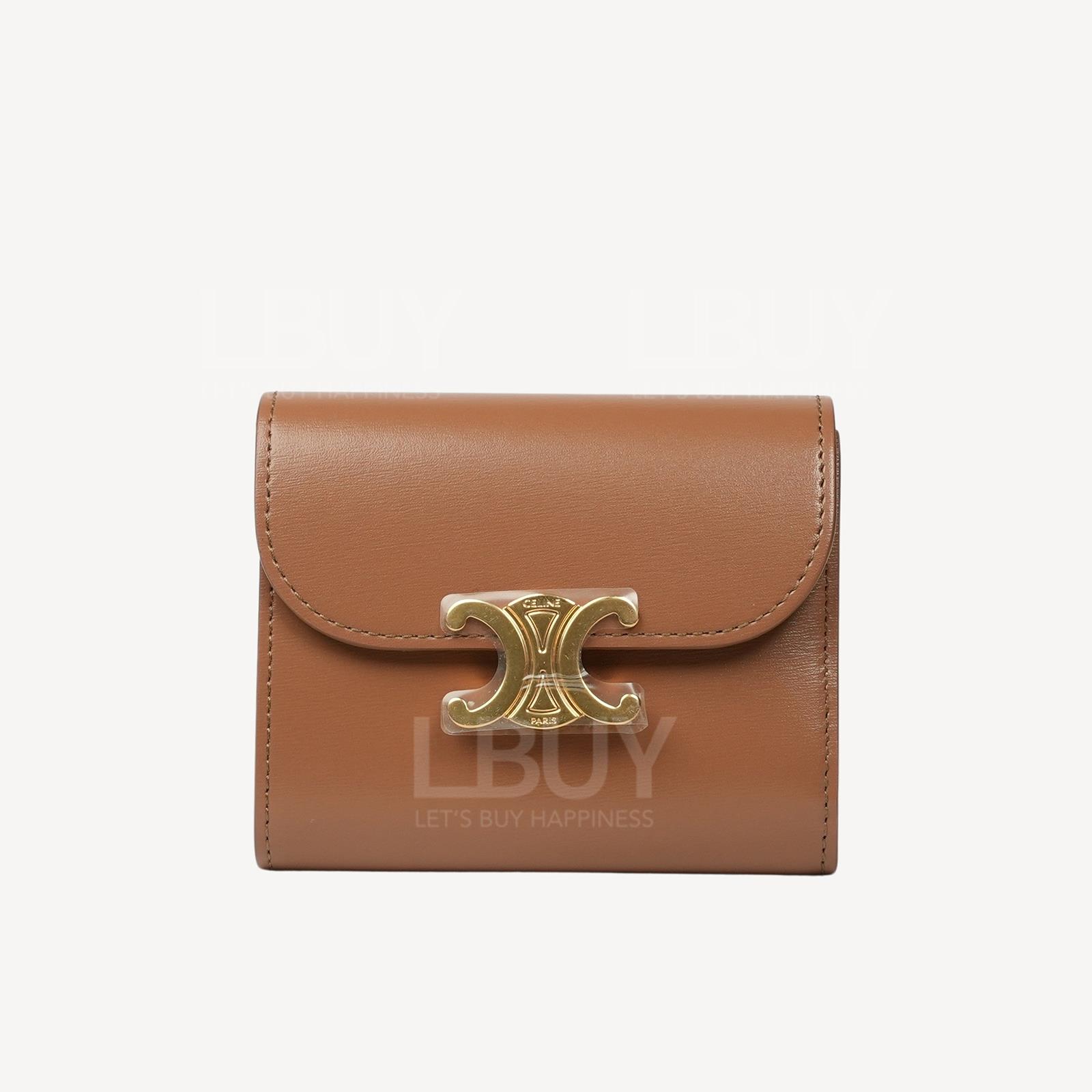 Celine Triomphe 凯旋门亮面小牛皮短银包 青铜色