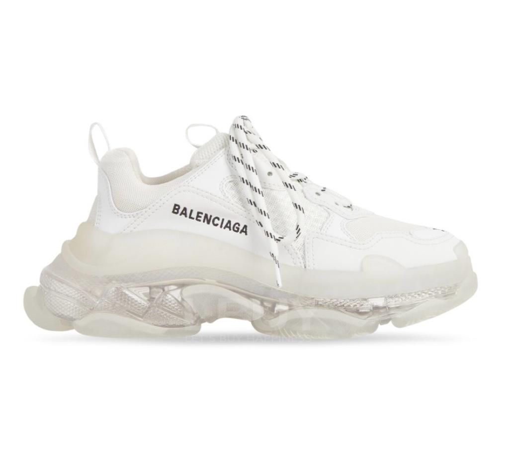 Balenciaga Womens Triple S Clear Sole Sneaker Shoes in White