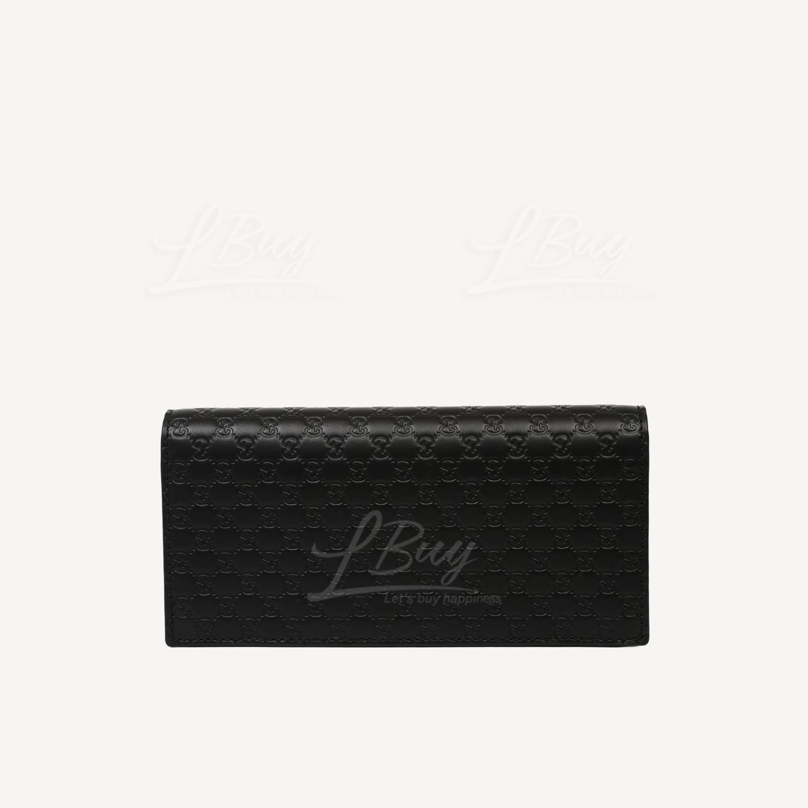 Gucci GG Logo压印皮革对折长银包 黑色 544479