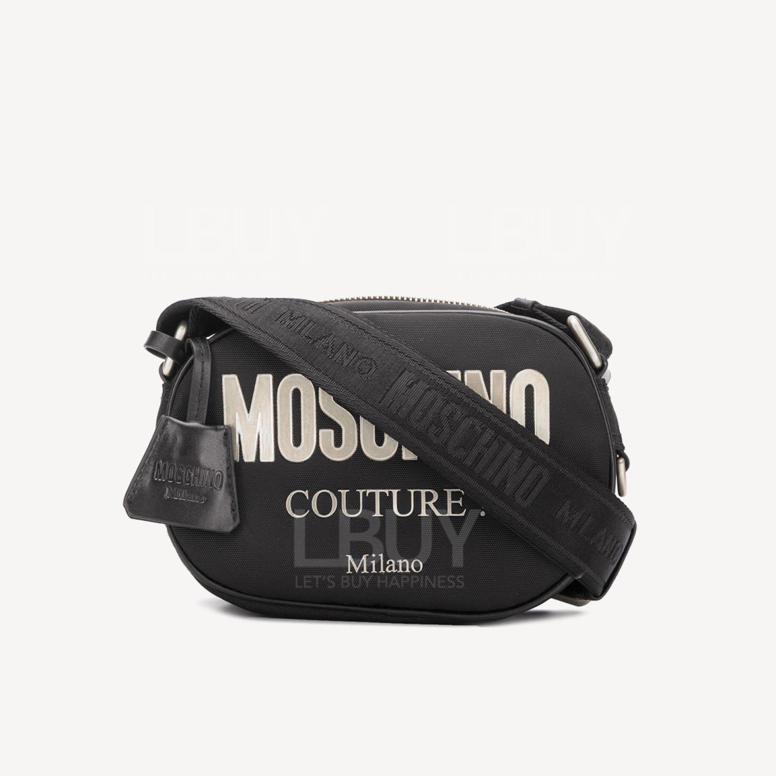 Moschino 黑色併銀色字斜孭袋