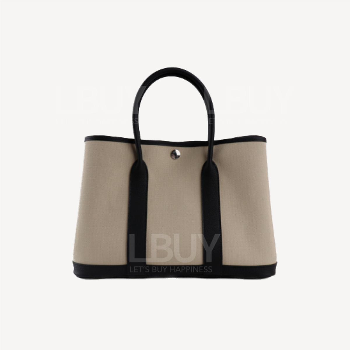 Hermes Garden Party 30 Bag 冰川白併黑 帆布併皮