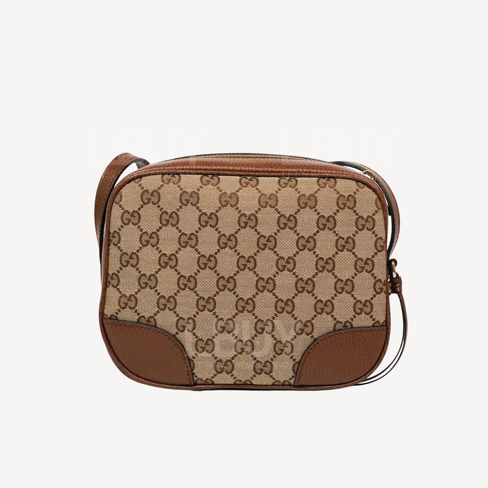 Gucci GG Logo Supreme 帆布相机袋斜背袋 棕色