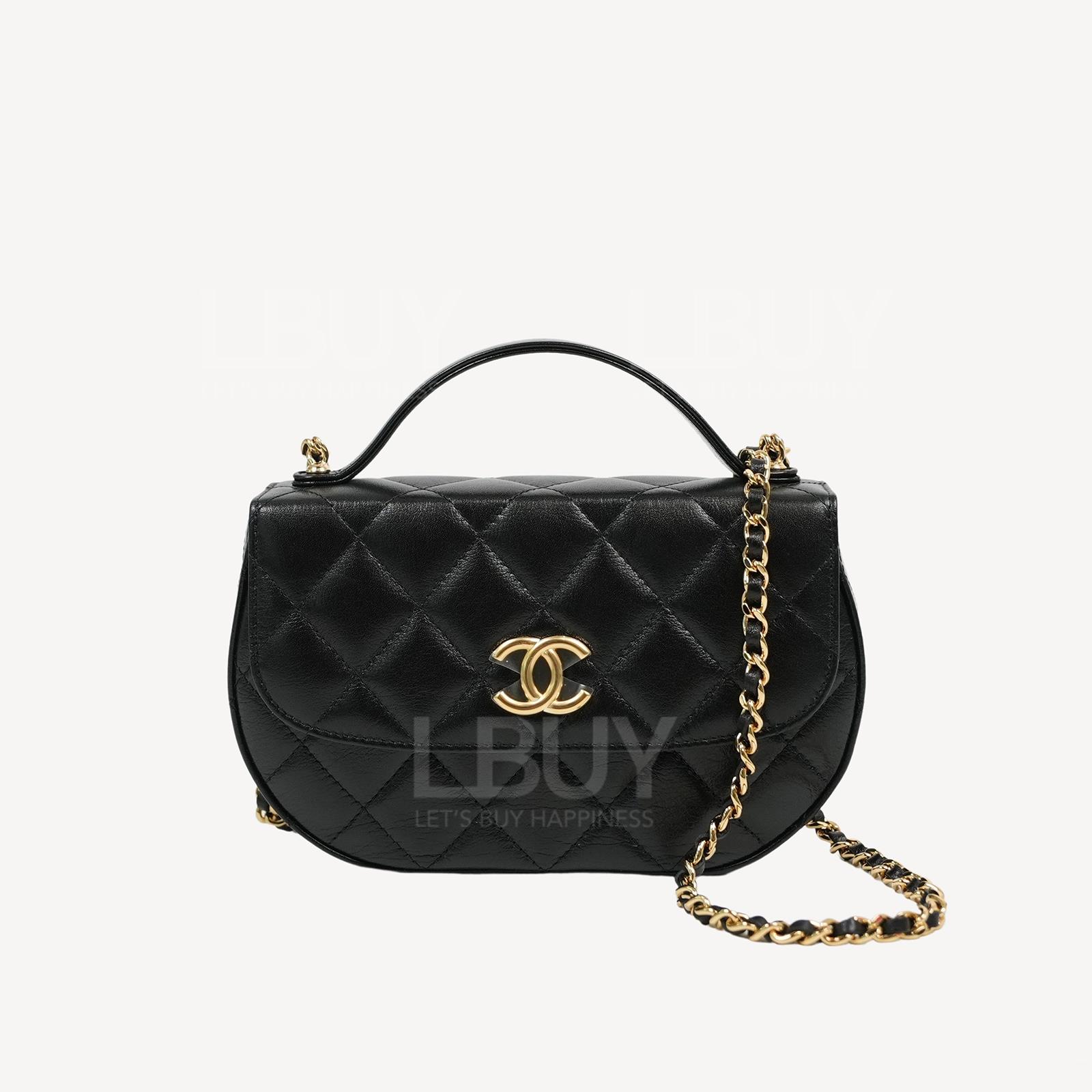 Chanel Calfskin Gold CC Logo Black Flap Chain Saddle Bag Shoulder Bag AP3367
