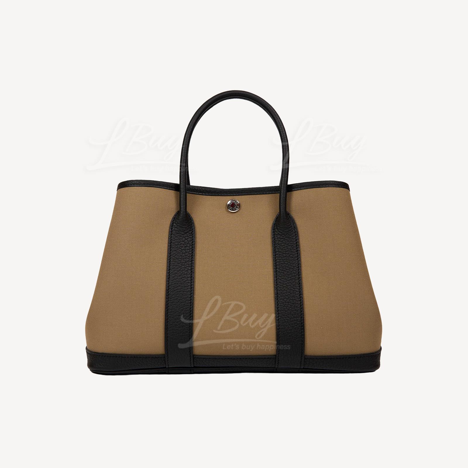Hermes Garden Party 30 Verso Bag Beige Marfa Noir Vert Yucca