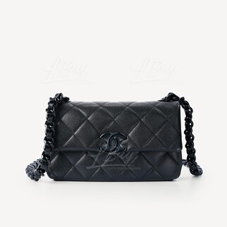 Chanel 细号黑色链带垂盖手袋 AS2302
