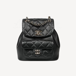 Chanel Gold CC Logo Calfskin Backpack Small Model Black AS2908