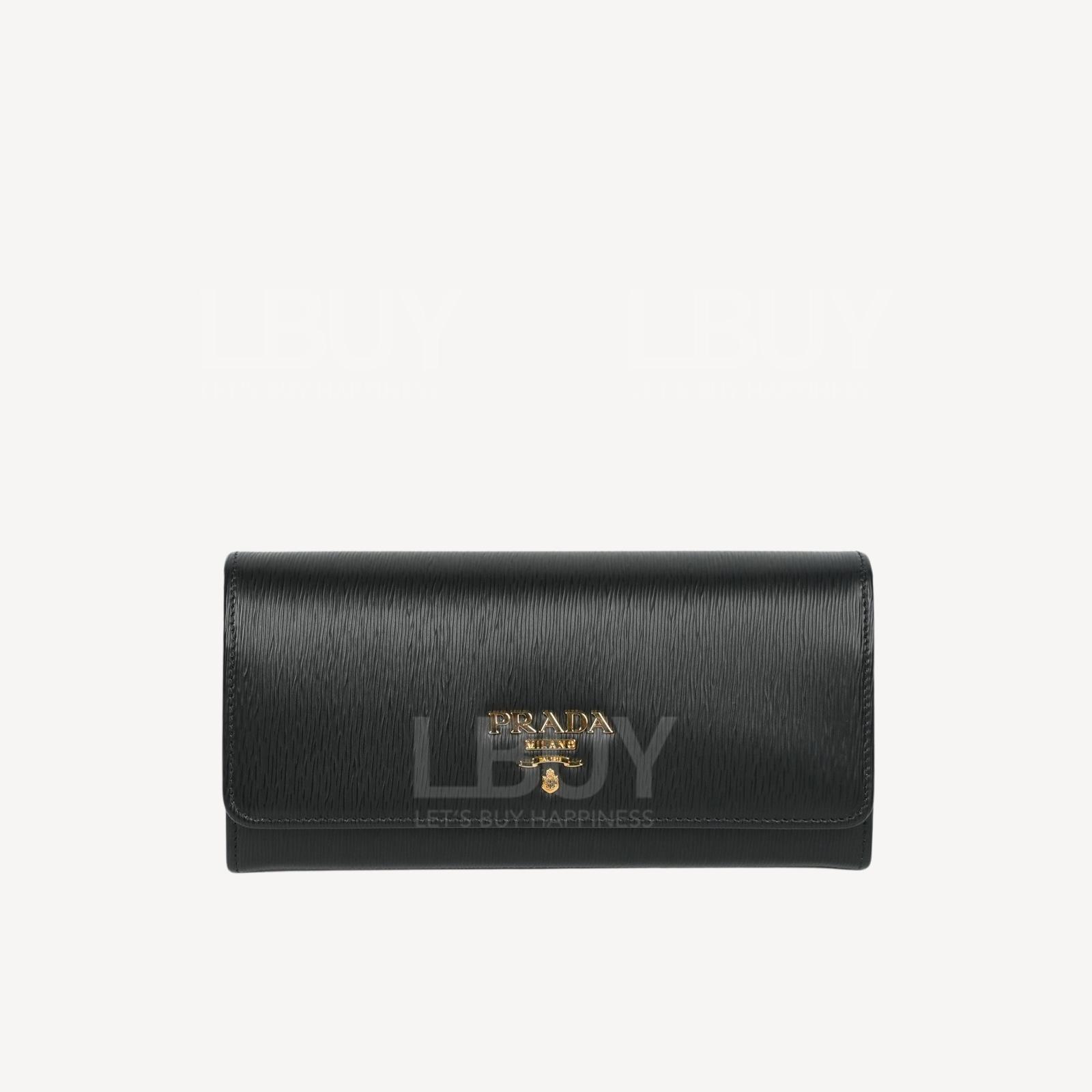 Prada Black Leather Long Wallet with Card Holder 1MH132