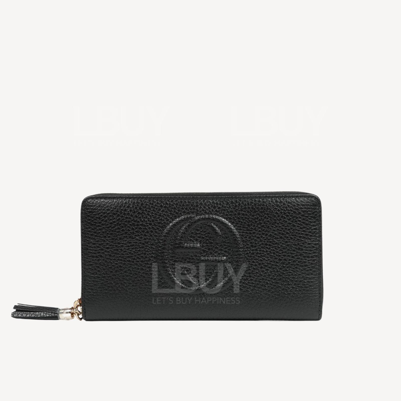 Gucci GG Logo SOHO Black Zipper Long Wallet 598187