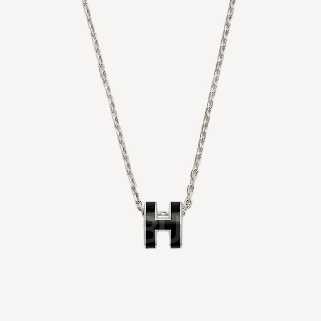 Hermes Mini Pop H Necklace Black phw